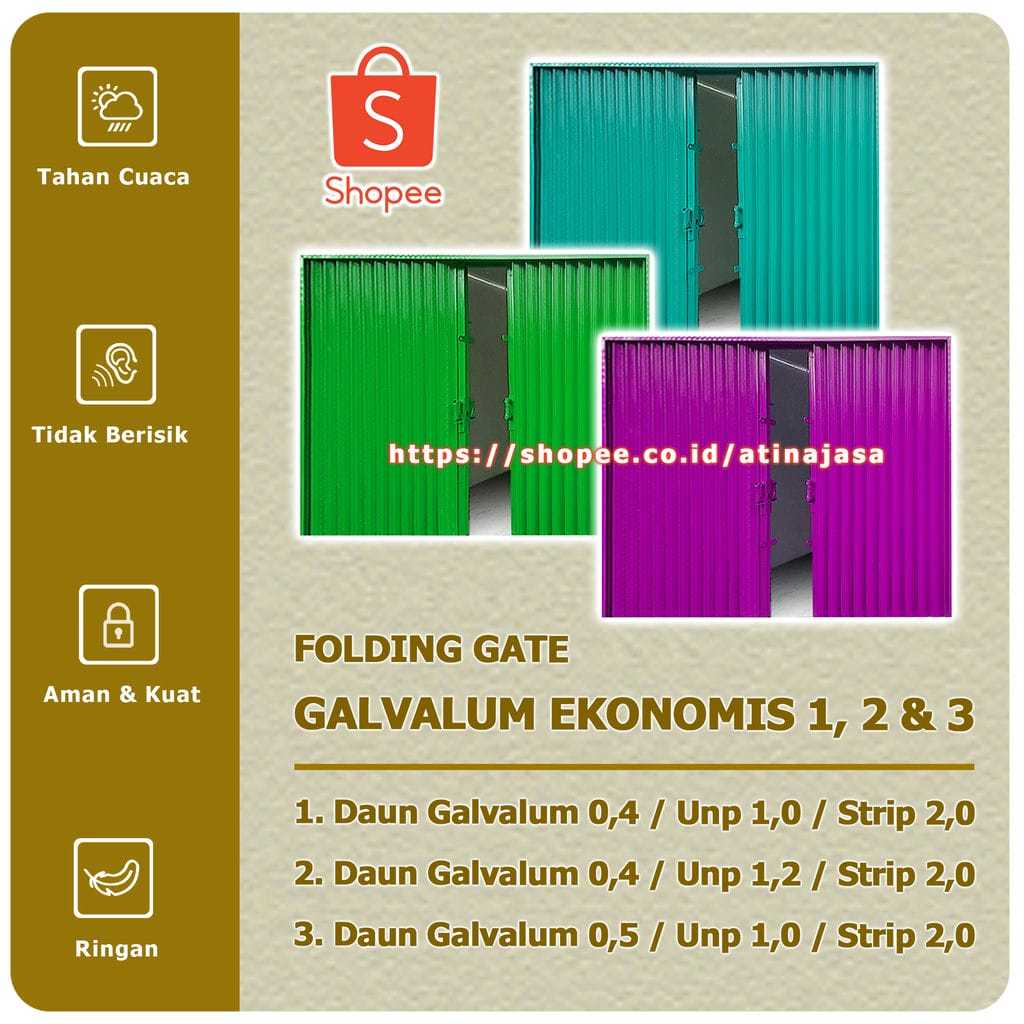 Jual GALVALUM Ekonomis Pintu Folding Gate Harmonika Sliding Toko Ruko