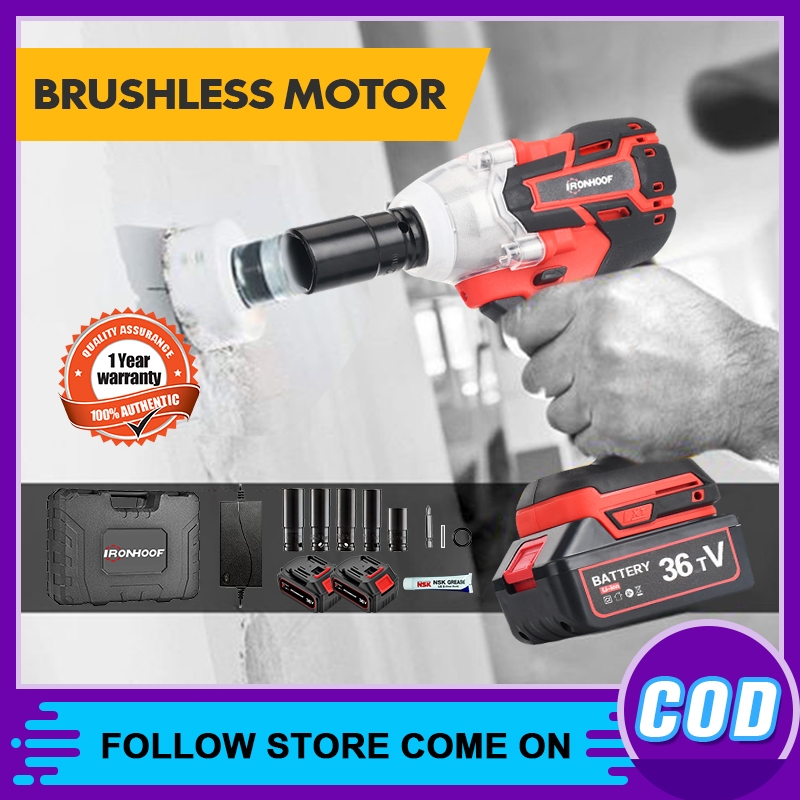 Jual Ironhoof Impact Wrench Brushless N M Mesin Bor Baterai Impact Baterai V Shopee