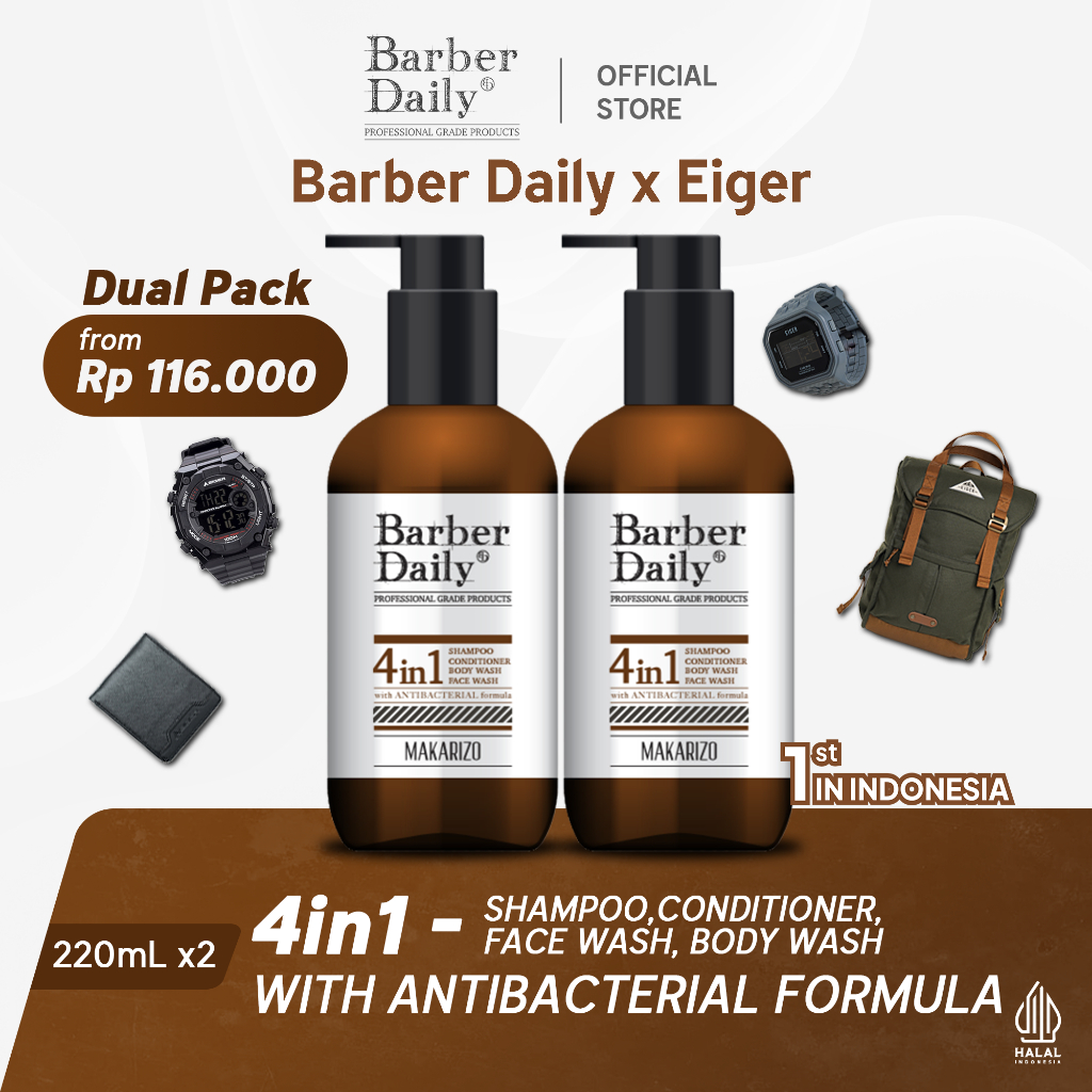 Jual Dual Pack Maksimal Barber Daily 4in1 220mL x 2 - Pertama di ...