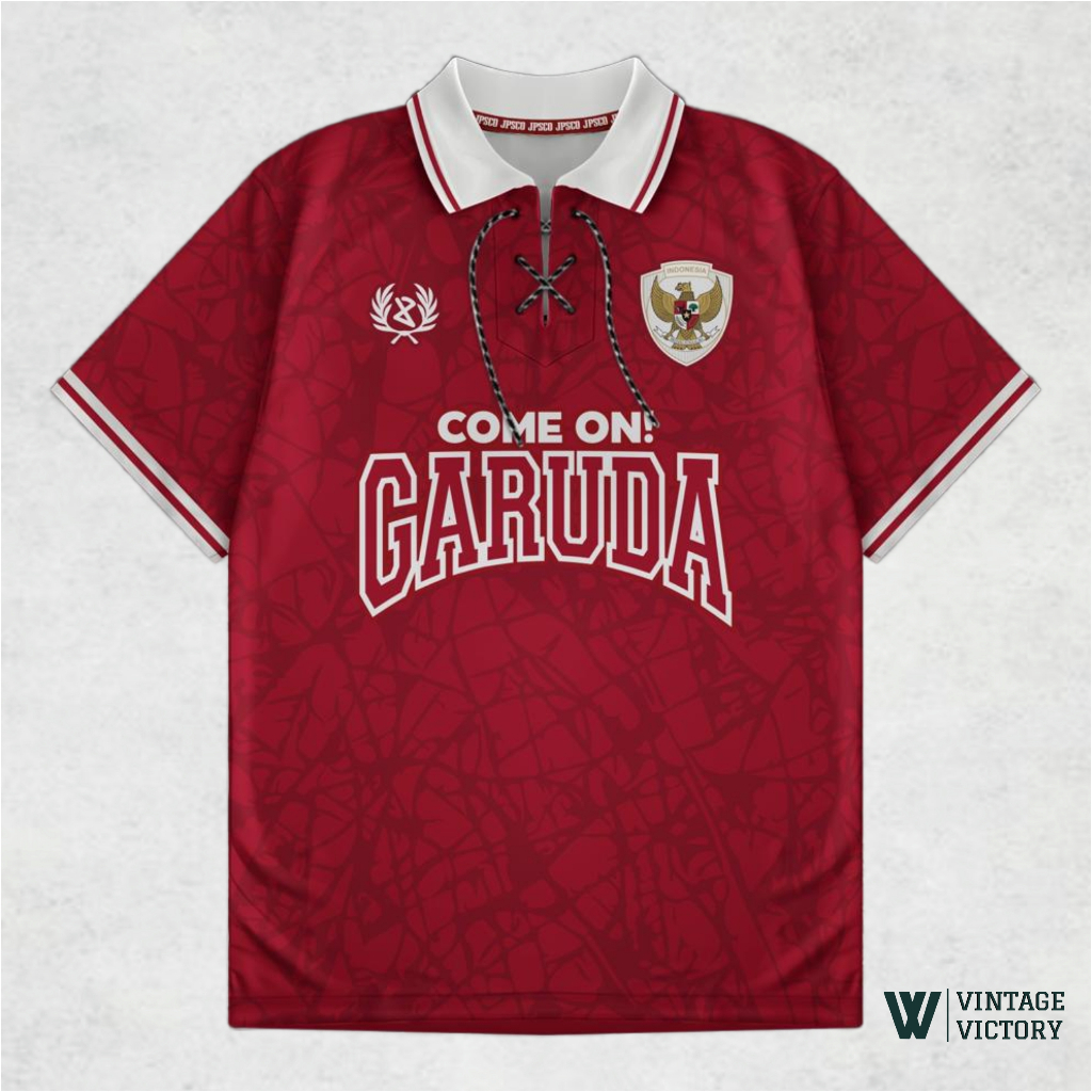 Jersey Timnas Indonesia Fans Football Model Retro Vintage Casual Warna  Hitam Merah