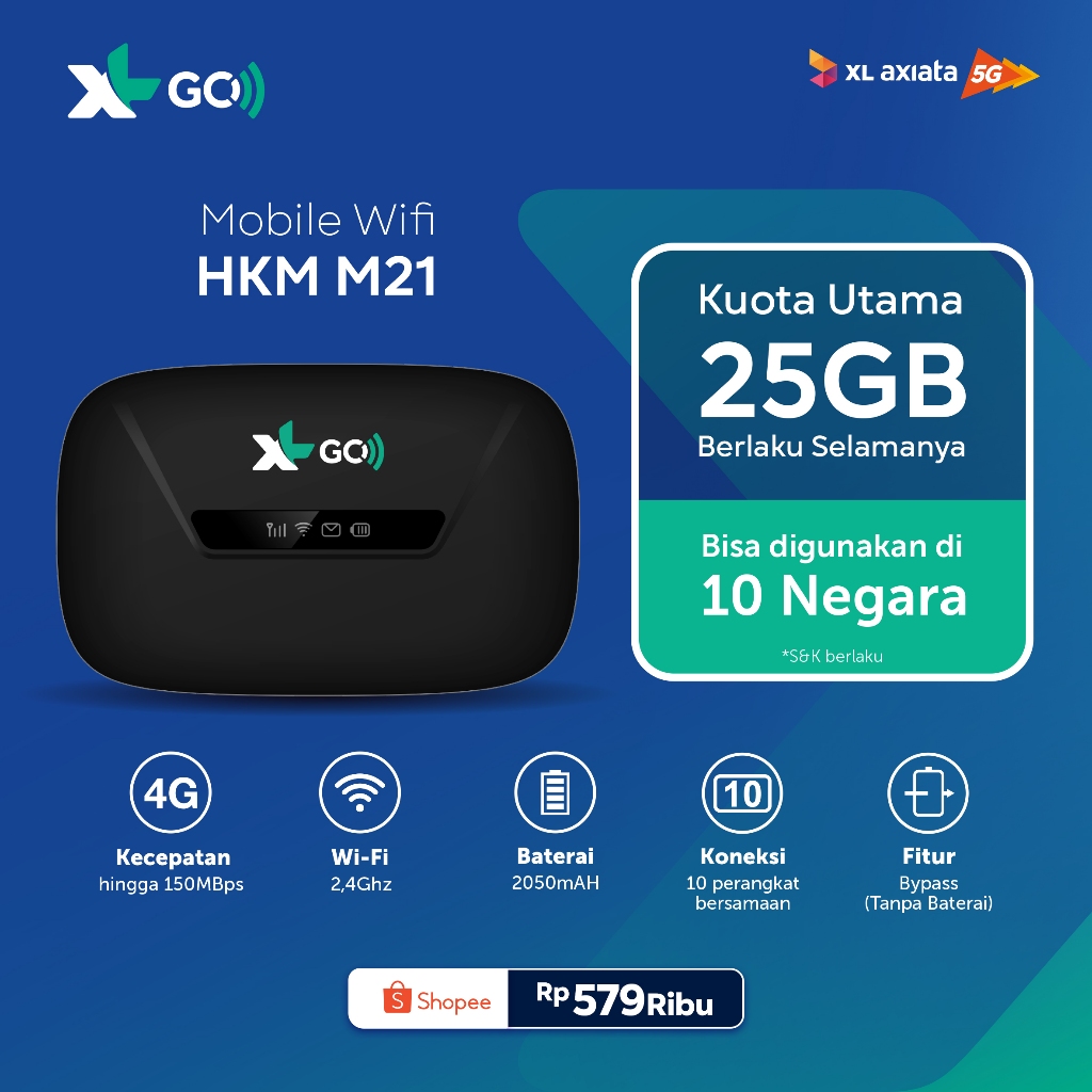 Jual MODEM MIFI HKM M21 XL GO IZI 4G LTE FREE 20GB BYPASS UNLOCK ...