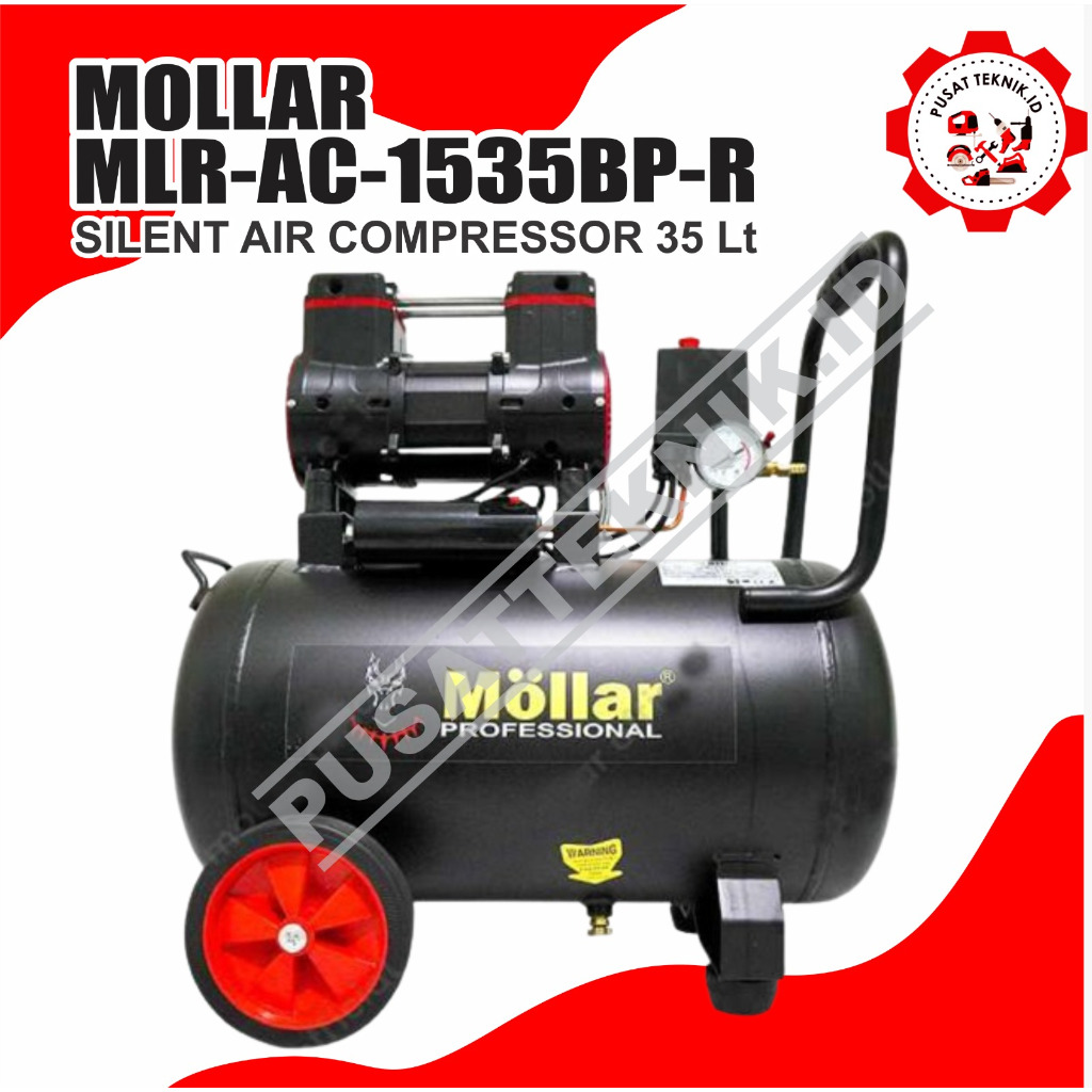Jual COMPRESSOR MOLLAR AC1535 BLACK 1HP 35L KOMPRESSOR SILENT OILLESS ...
