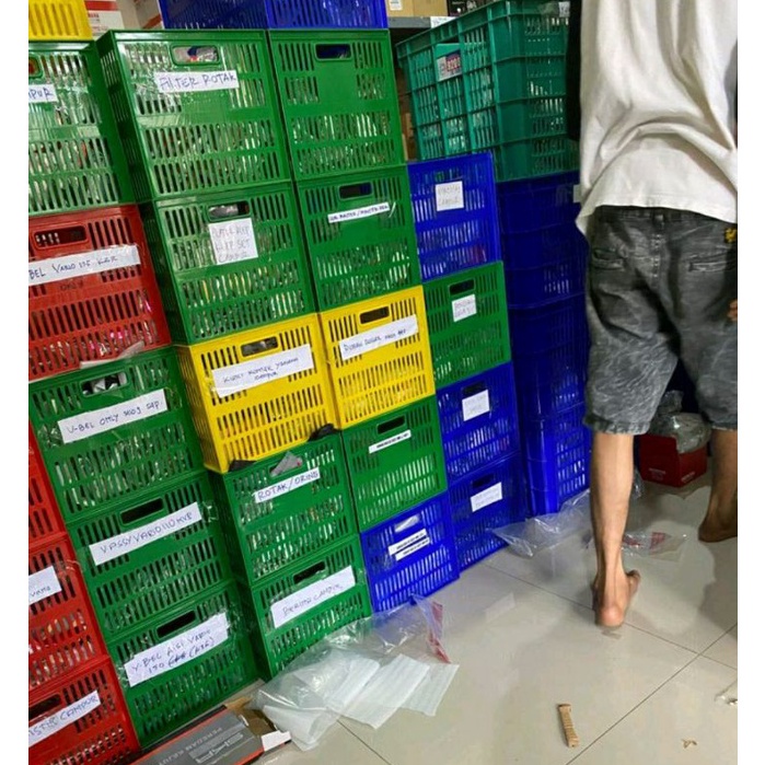 Jual KODE Q35V 39x28x25 Box Container Green Leaf 2278 Plastik Keranjang ...