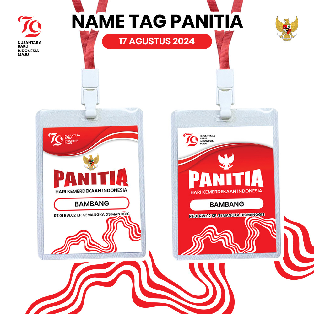 Jual KARTU PANITIA HUT RI 2024 NAMETAG PANITIA 17 AGUSTUS + TALI ID ...