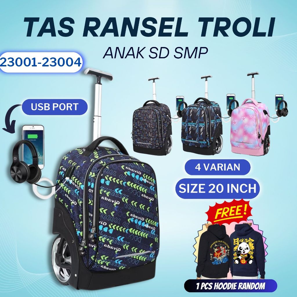 Jual TAS KOPER TROLI ANAK SEKOLAH RODA BESAR TAS BACKPACK TRAVEL SD DAN ...