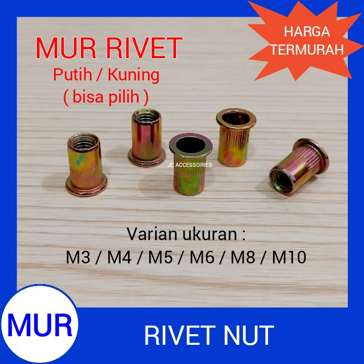 Jual MUR RIVET M3 M4 M5 M6 M8 M10 NUT PUTIH KUNING RIVNUT RIFET RIPET ...
