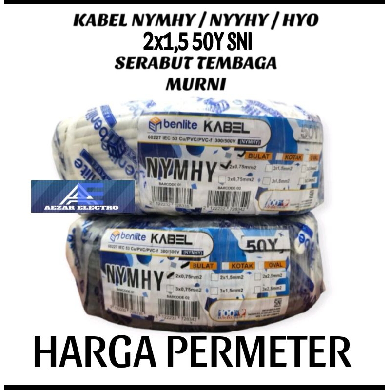Jual Kabel Listrik NYM HYO 2x0,75 50M SNI Serabut Tembaga Hitam Putih ...