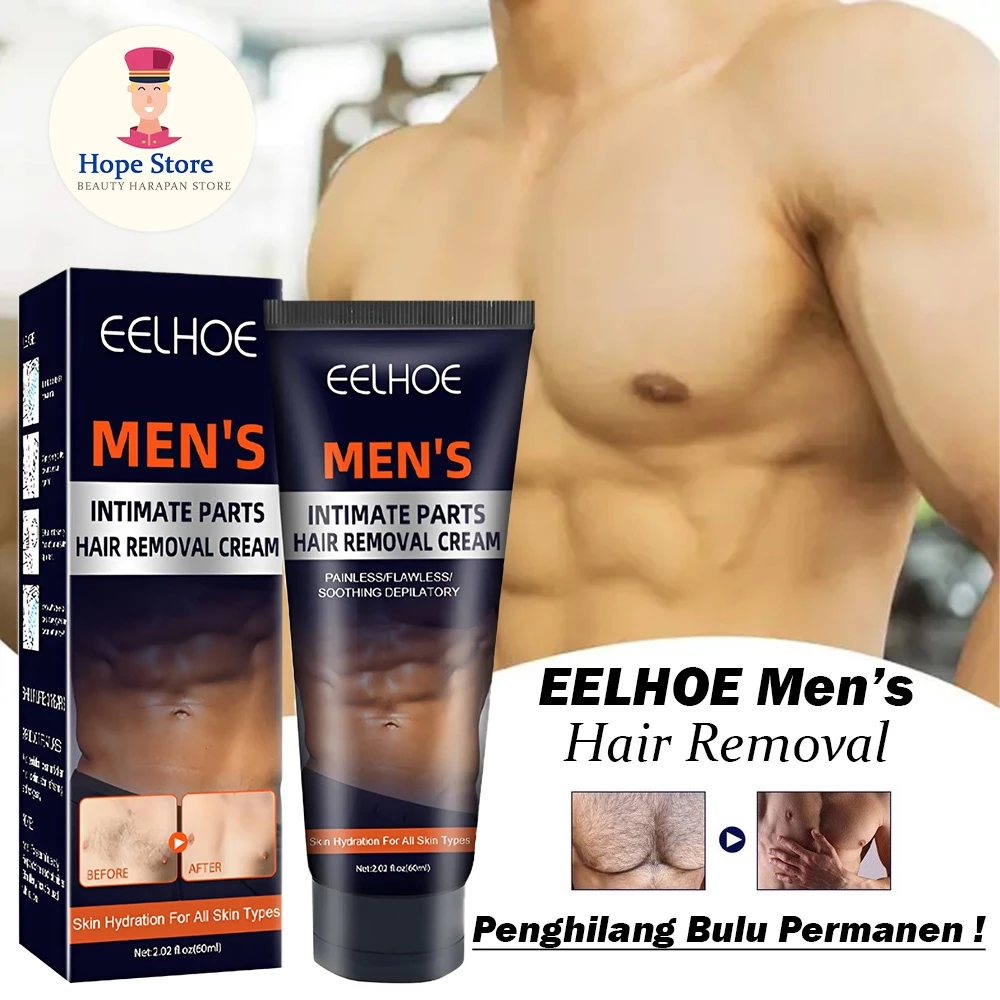 ELLHOE Men's Hair Removal Cream Perontok Bulu Cepat Aman Permanen 60ml | AutoStock