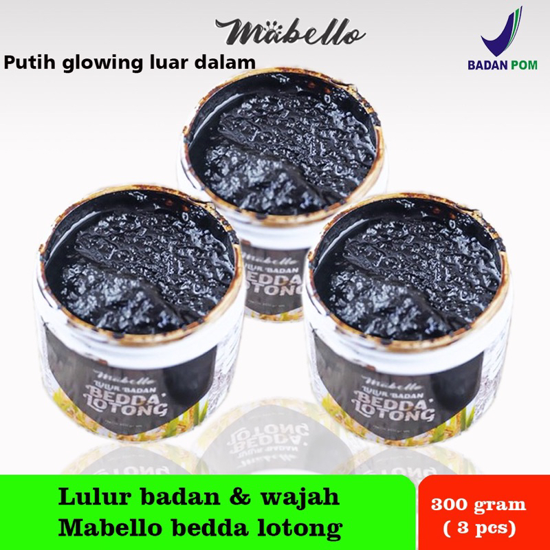 Jual 3pcs paket 300gr Lulur badan dan wajah mabello bedda lotong ...