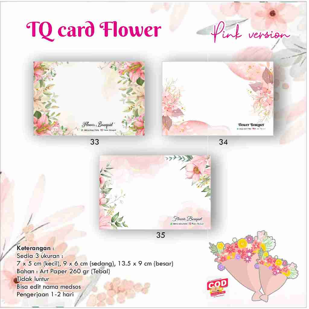 Jual [40 pcs] TQ Card Flower / Bunga / Thank You Card / Kartu Ucapan ...