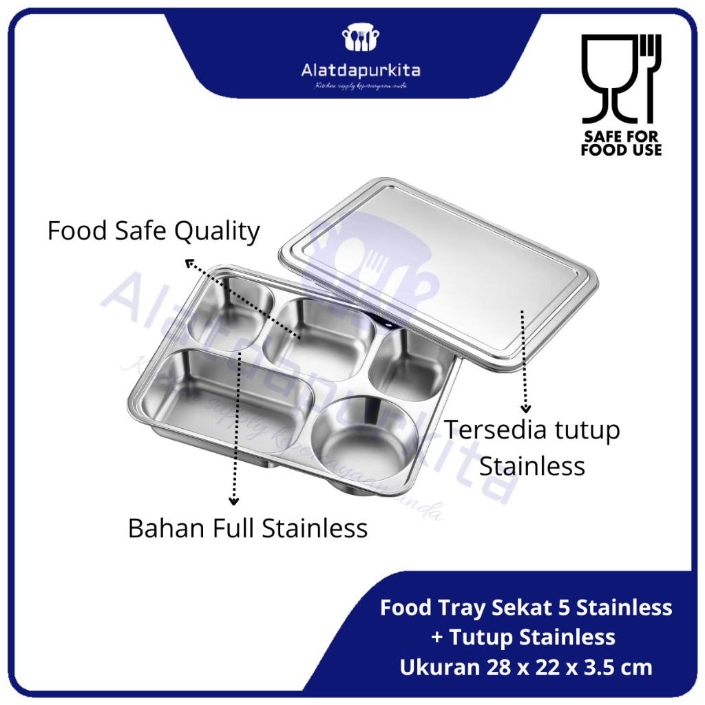 Jual Food Tray Lunch Bento Box Kotak Piring Tempat Makan 5 Sekat Dengan ...