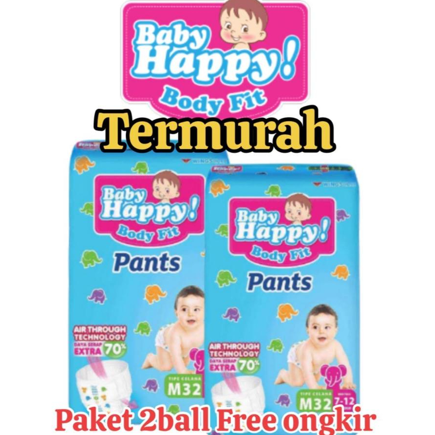 Jual POPOK BAYI BABBY HAPPY PANTS PAKET 2 BALL M-32. L-28. XL 26. POPOK