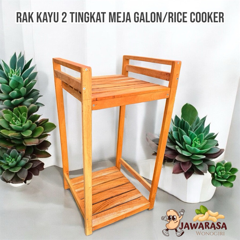 Jual RAK KAYU SUSUN DUA SERBAGUNA MEJA GALON/RICE COOKER | Shopee Indonesia