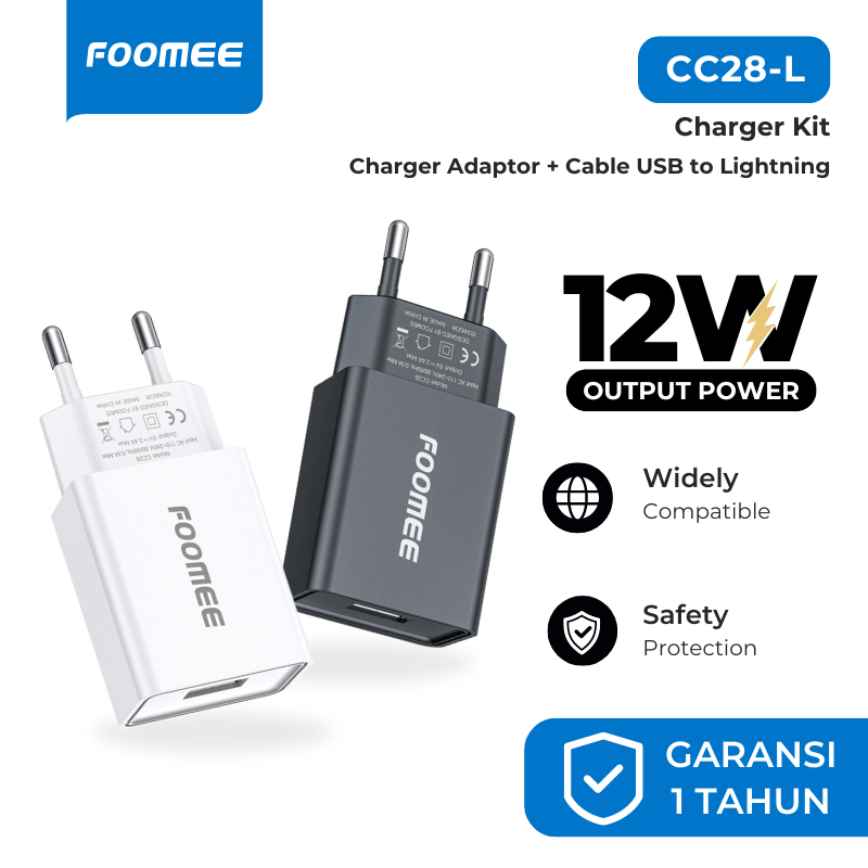 Jual Foomee CC28-L Charger Kit 1 Port USB 2.4A + Kabel USB to Lightning ...
