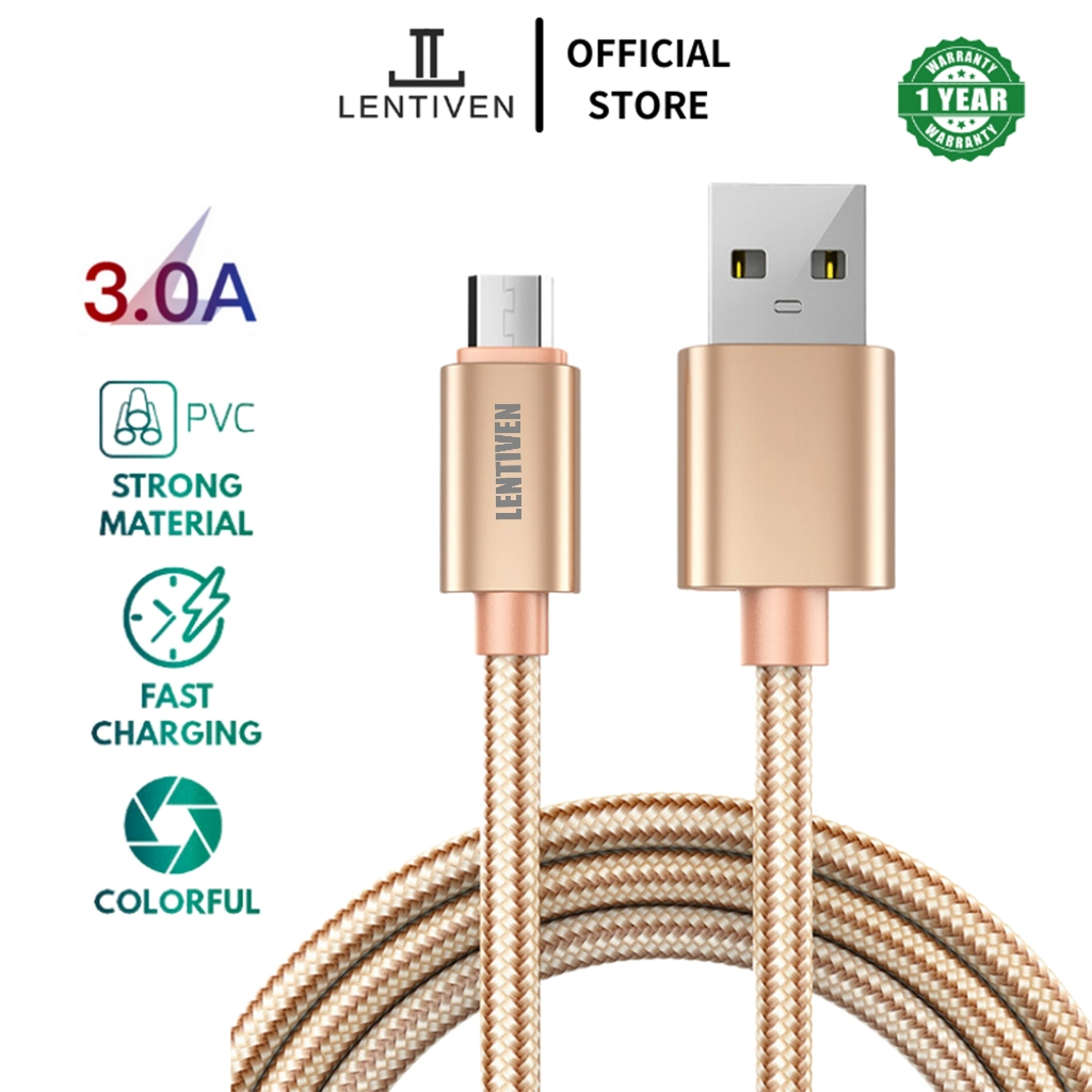 Jual LENTIVEN 3A kabel data Fast Charging Micro usb Type-C Cable FOR ...
