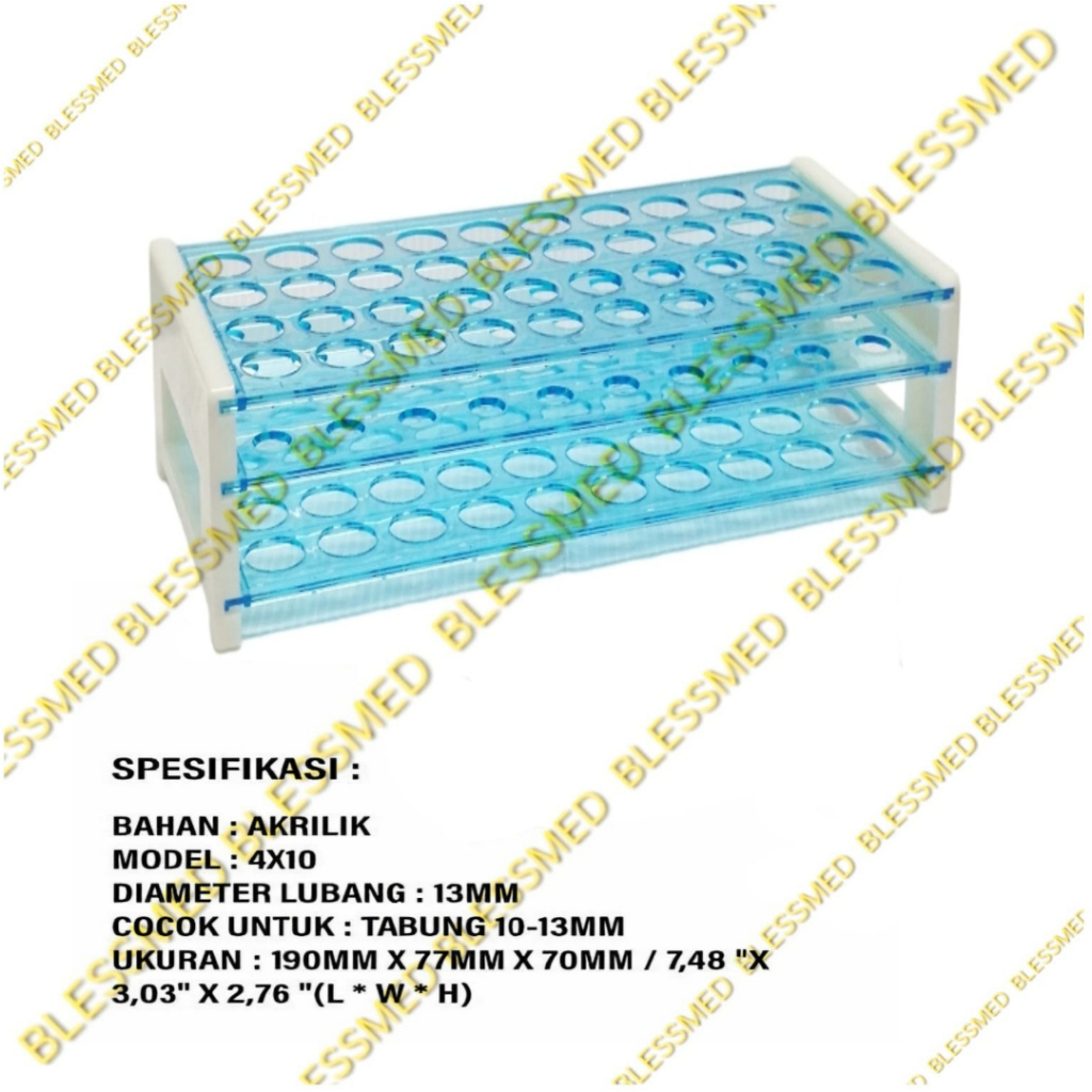 Jual Rak Test Tube/Tabung Reaksi Acrylic 13mm (40 Lubang) Import ...