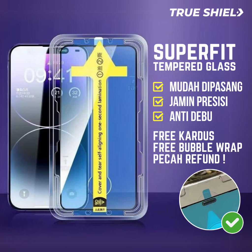 Tempered Glass iPhone Superfit Anti Gores Autofit Anti Spy Clear True  Shield TG 9H