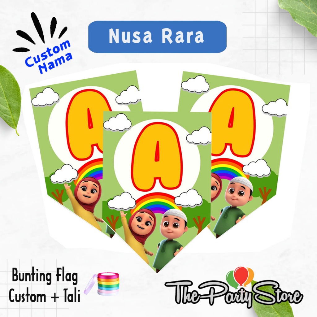 Jual Banner Bunting Flag Happy Birthday Karakter Nusa Rara /Banner ...