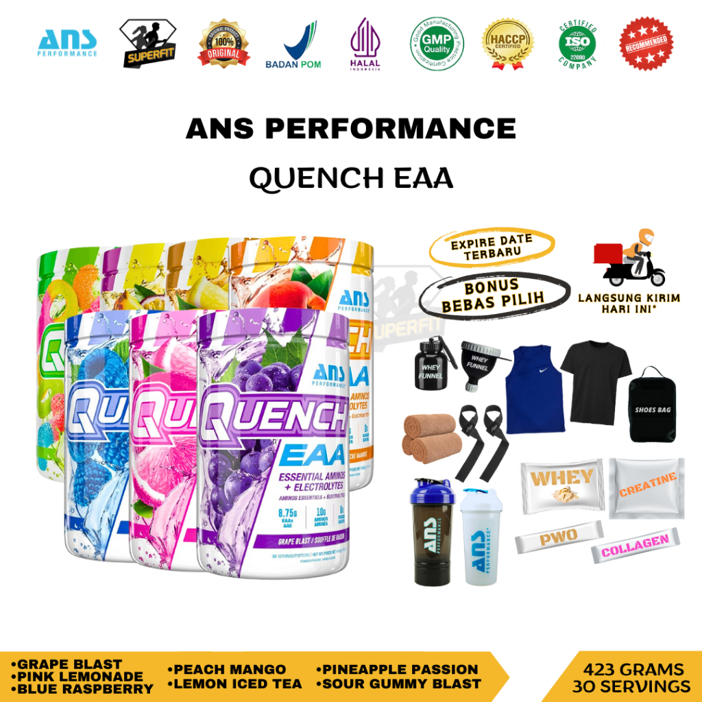 Jual ANS QUENCH EAA 30 Serving / 90 Servings BCAA Elektrolit Asam Amino ...