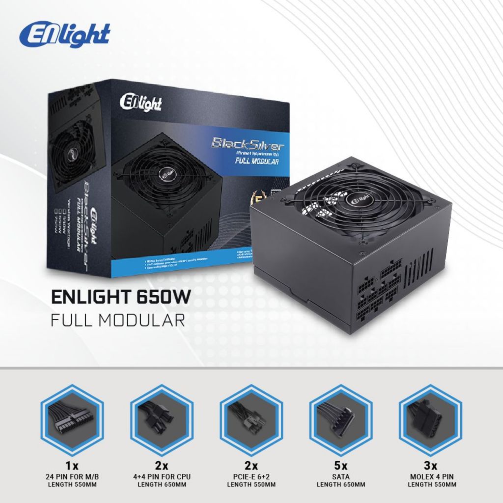Jual ENLIGHT 650 WATT 80 PLUS BRONZE FULL MODULAR POWER SUPPLY PSU ...