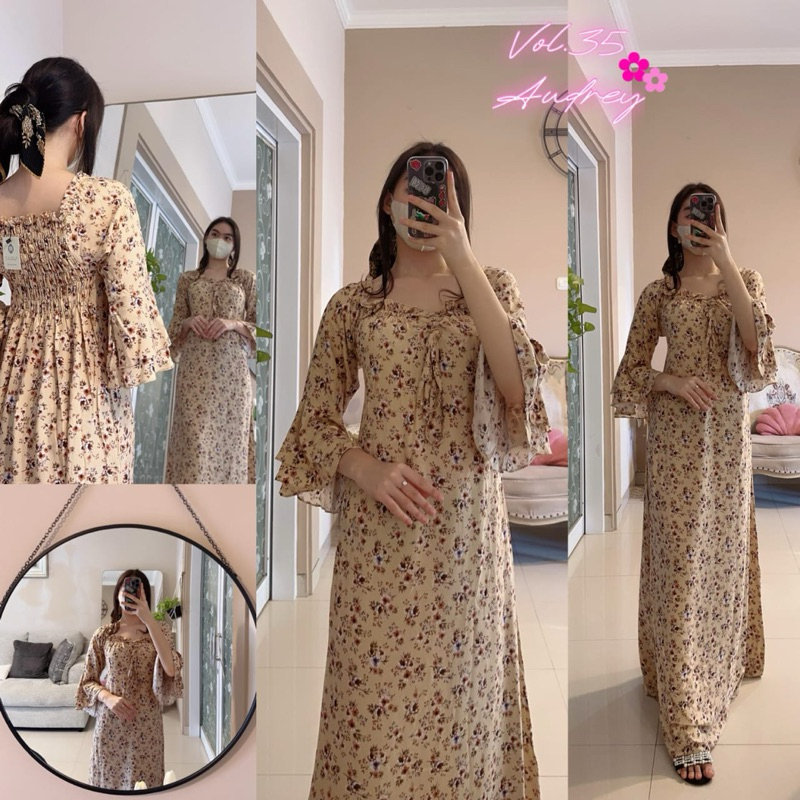 Jual Daster arab FAIRUZ AUDREY Long Dress Rayon Motif Terkini Top model