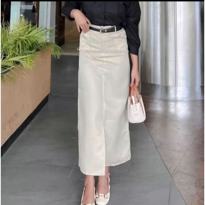 Jual rok span basic wanita panjang katun drill | Shopee Indonesia