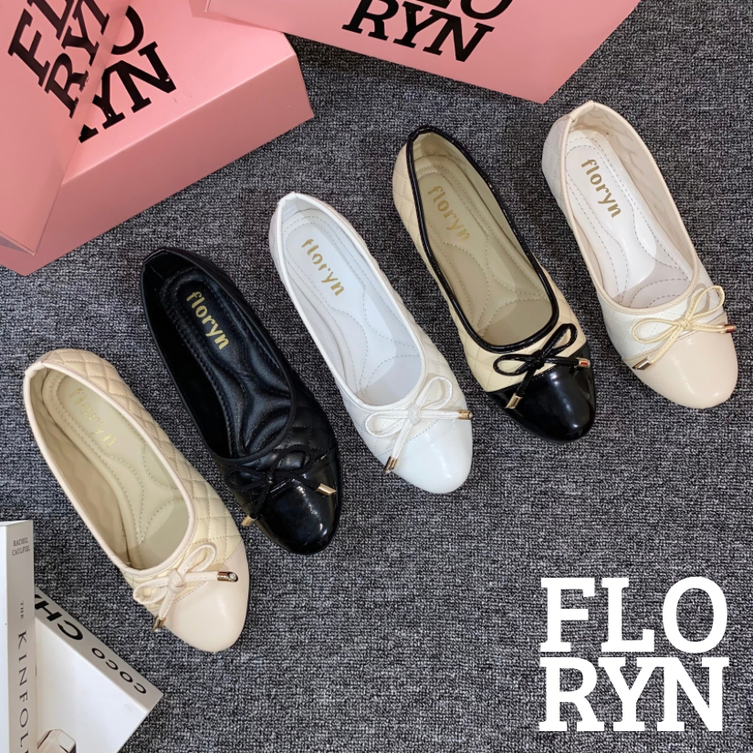Jual FLORYN SHOES - Flatshoes NOVA Ballerina Premium Wanita Tali Pita Datar Twotone Korea Hijabers Kasual | Shopee Indonesia
