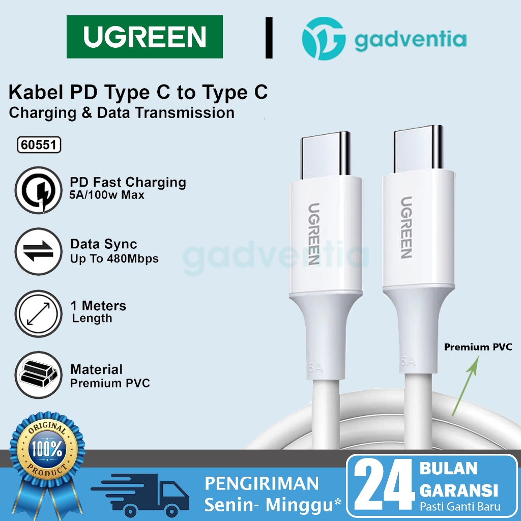 Jual Ugreen Kabel Charger Type C To Type C Pd W W Cable Data Fast Charging Untuk Samsung