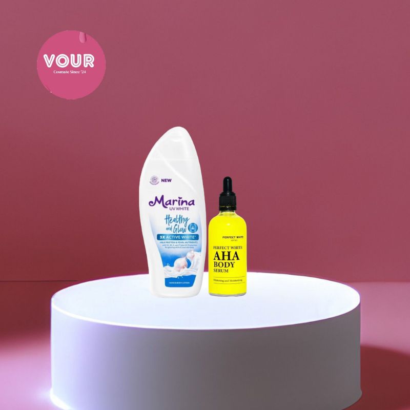 Jual VOUR - MARINA UV WHITE HEALTHY AND GLOW BODY LOTION & PERFECT ...