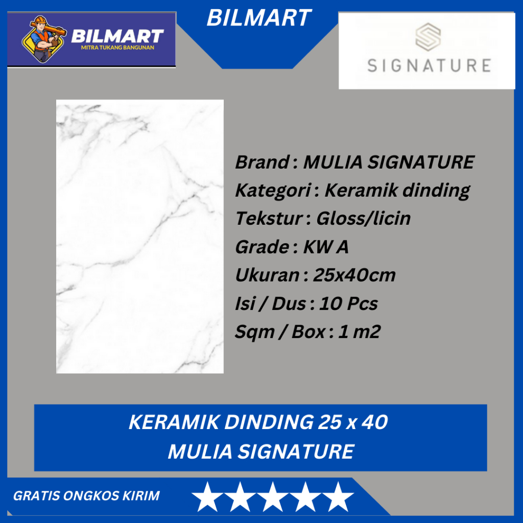 Jual Keramik Dinding Kamar Mandi 2540 MULIA SIGNATURE - Hypno Bianco ...