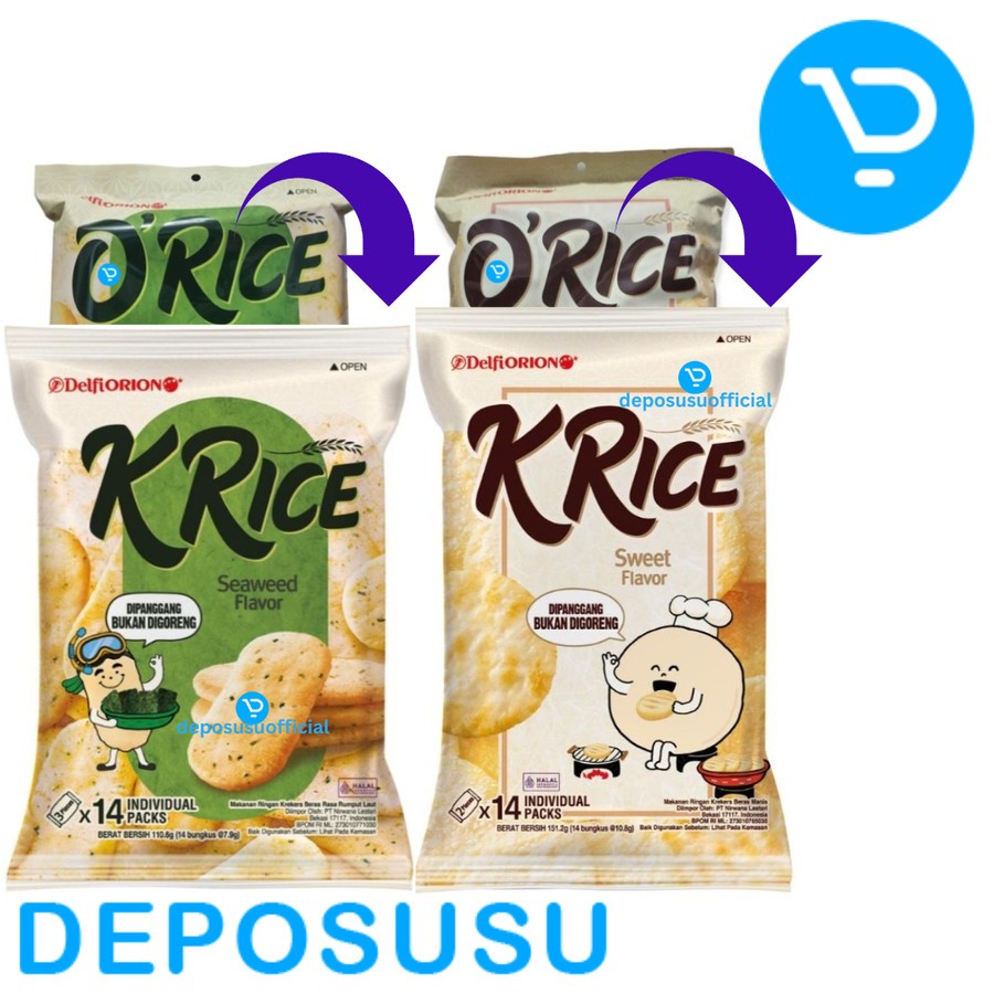 Jual K'rice KRICE Delfi Orion Orice Crackers ORIGINAL/SWEET SEAWEED ...