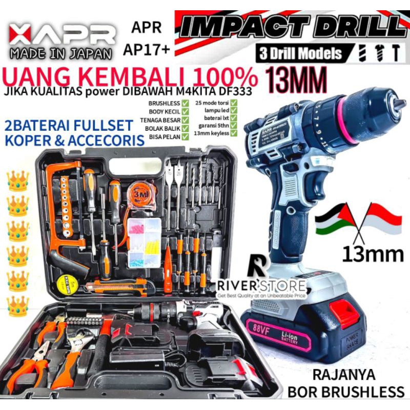 Jual APR RAJA Bor Cordless 13MM Type AP17+ Brushless 88V Gen 4 Mesin ...