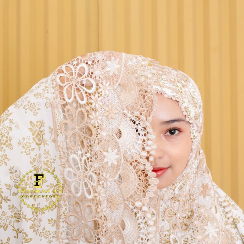 FATIMAH 12 12 MUKENAH DEWASA MUKENA PREMIUM KD FUL RENDA SEROJA BAHAN  KATUN SUTRA  FOIL