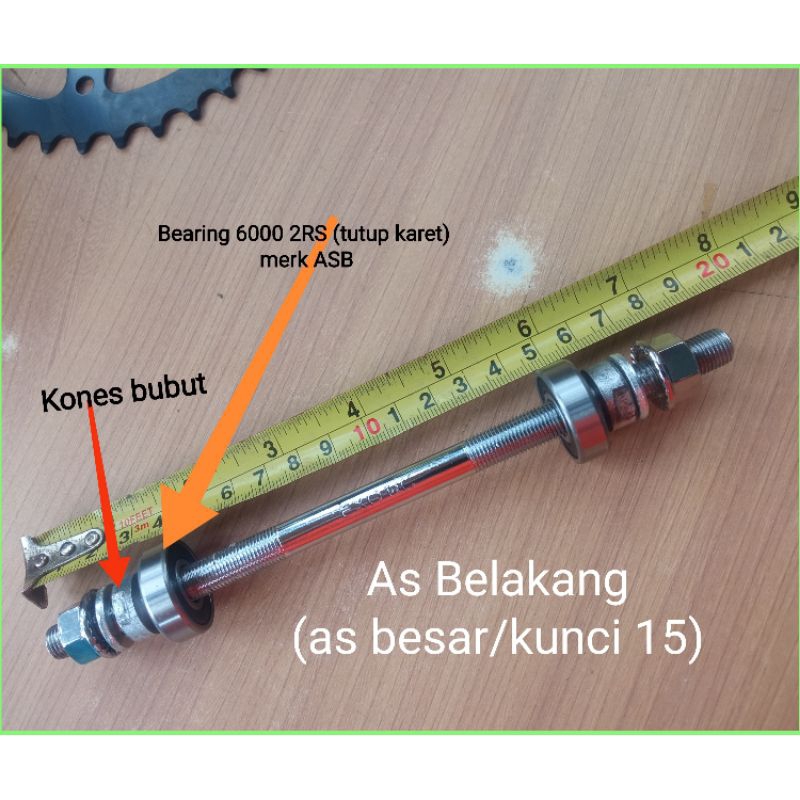 Jual As Roda Belakang Sepeda As Bearing As Besar Kunci 15 | Shopee ...