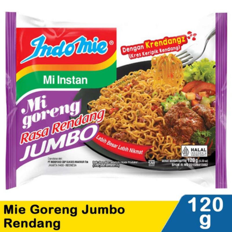 Jual NOODLES/MIE INSTANT INDOMIE GORENG JUMBO RASA RENDANG SATUAN ...