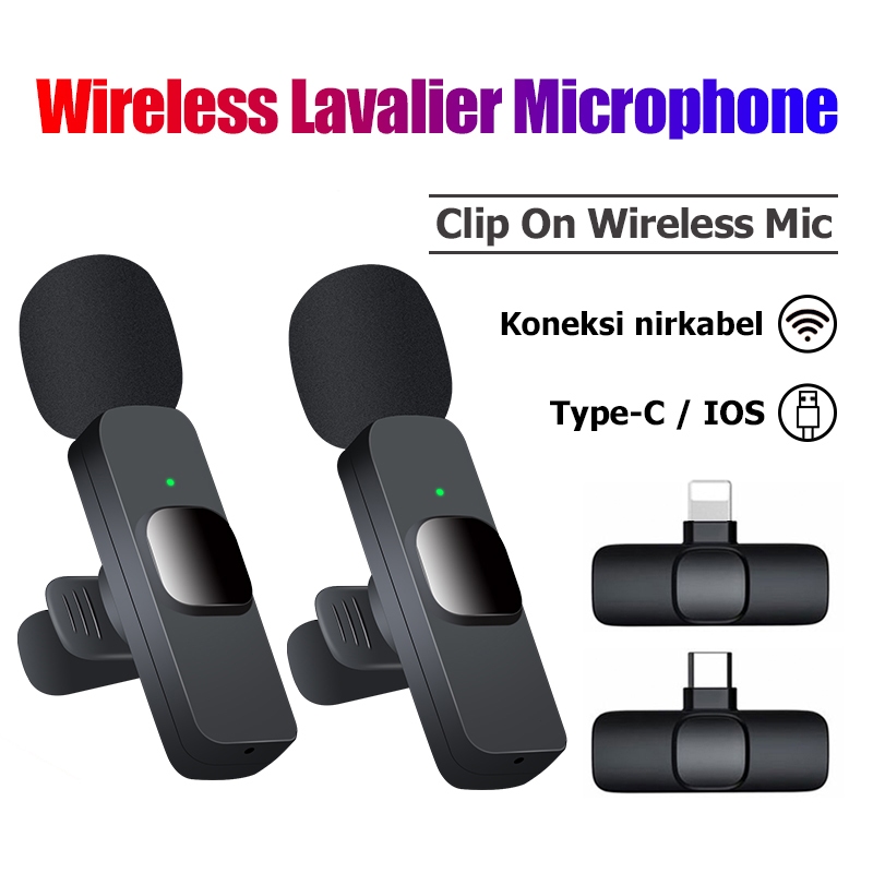 Wireless Lavalier Microphone Mini Clip On Wireless Mic Portable Mic Untuk  iOS Android Live Broadcast Gaming Phone Microphone