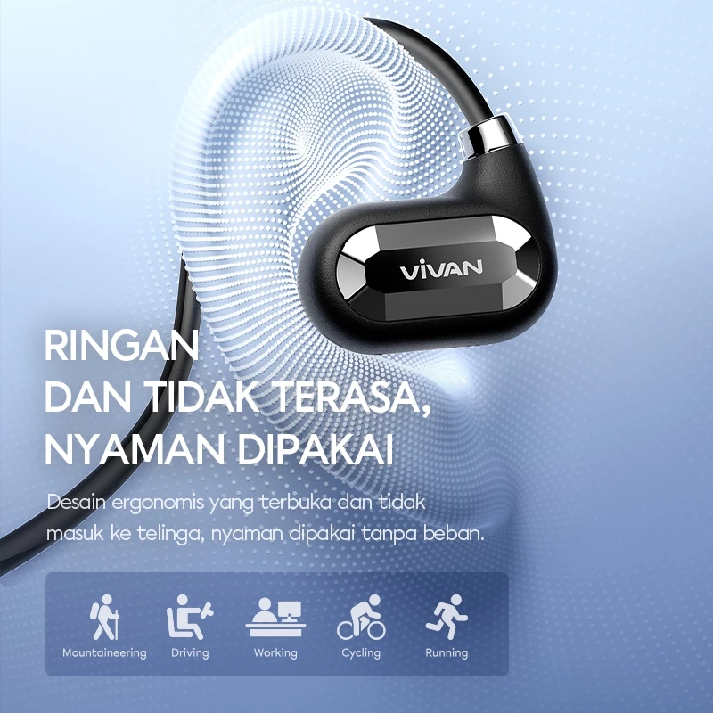 VIVAN SPORT S Open Ear OWS TWS Olahraga | Bluetooth 5.4 | Dual ENC Powerfull Bass - Garansi 1 Tahun
