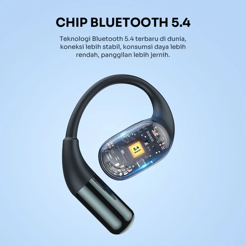 ROBOT True Wireless Open Ear Headphone Earphone Sport Running PlayTime 70 Hours Headset Bluetooth 5.4 Adjustable Ear Hooks