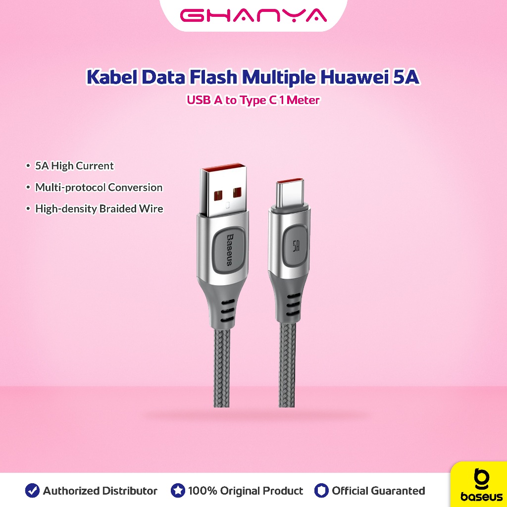 Jual BASEUS Kabel Data Flash Multiple Huawei 5A 1M Type C Super Charge ...