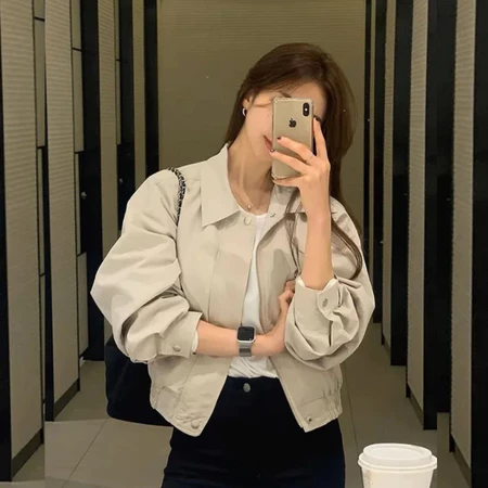 Pratinjau Jaket Crop Wanita / Jaket Wanita Crop Top / Jaket Wanita Kekinian / Jaket Wanita Simple / Jaket Wanita Korea