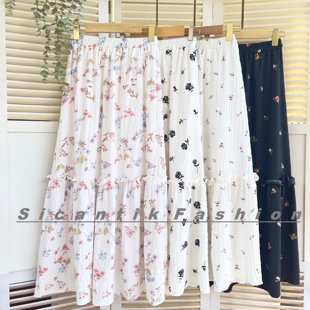 Jual Rok Wanita Style Korea Bahan Cotton Crinkle // Rok Tutu // Rok ...
