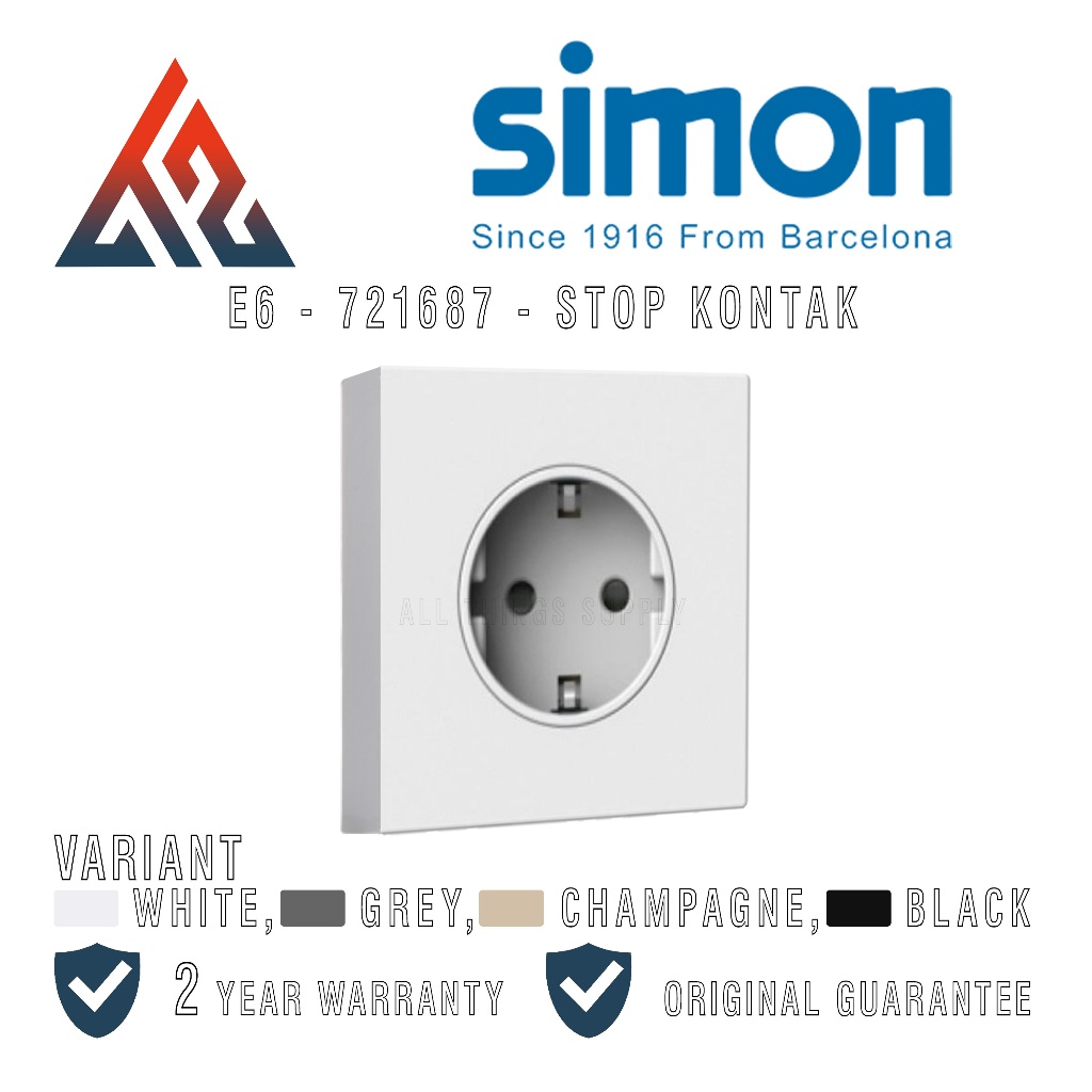 Jual Simon E6 Stop Kontak Schuko 1 Gang 16A - 721687 | Shopee Indonesia