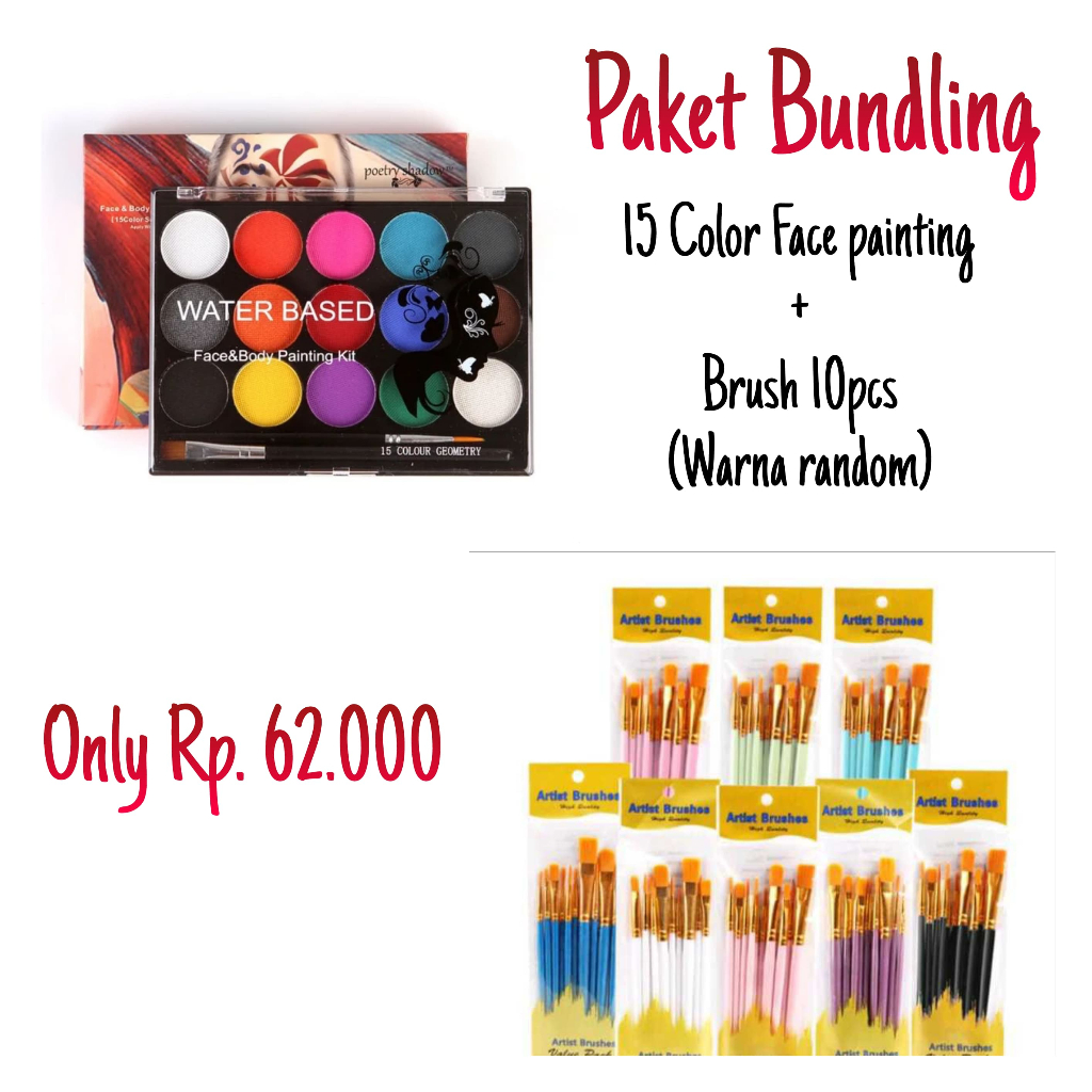 Jual [SPECIAL BUNDLING] Body Face Painting 15 Warna Waterproof Paints ...