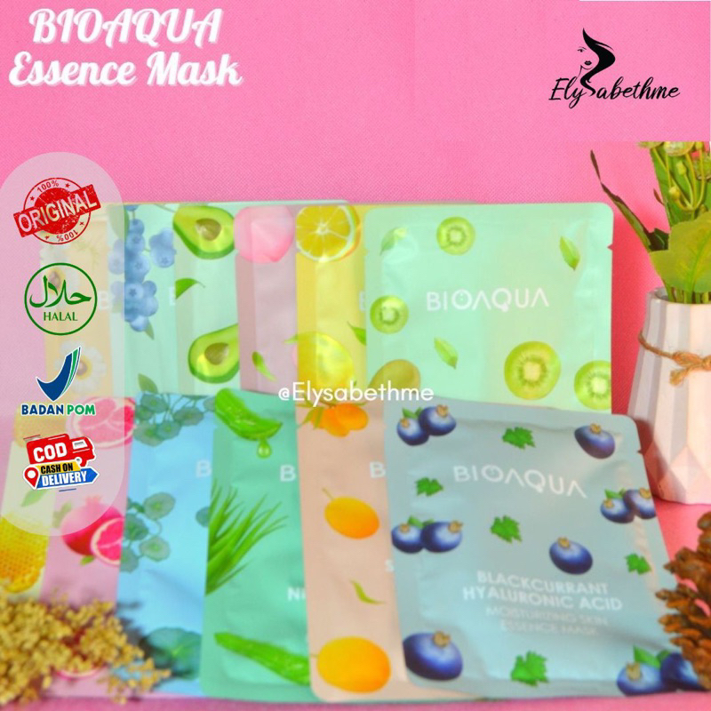 ELYSABETHME BIOAQUA sheet mask wajah tissue brightening melembabkan BPOM esence banyak lembut