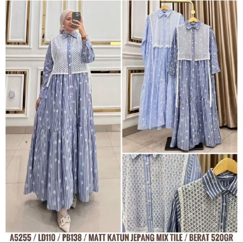 Jual Gamis salur renda full depan belakang wanita terbaru// Gamis salur ...