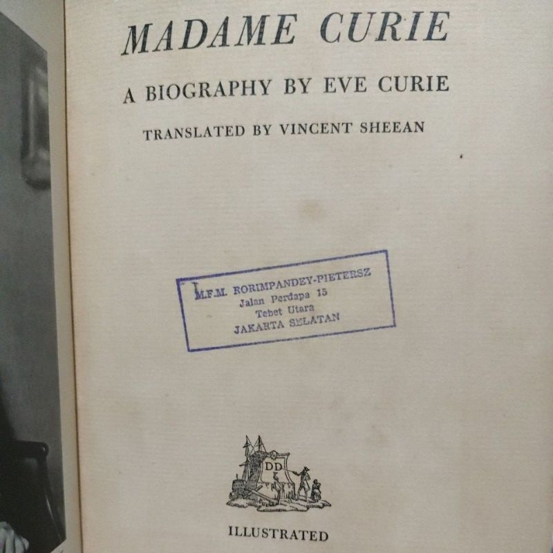 Jual Buku Antik Langka Madame Curie A Biography By Eve Curie