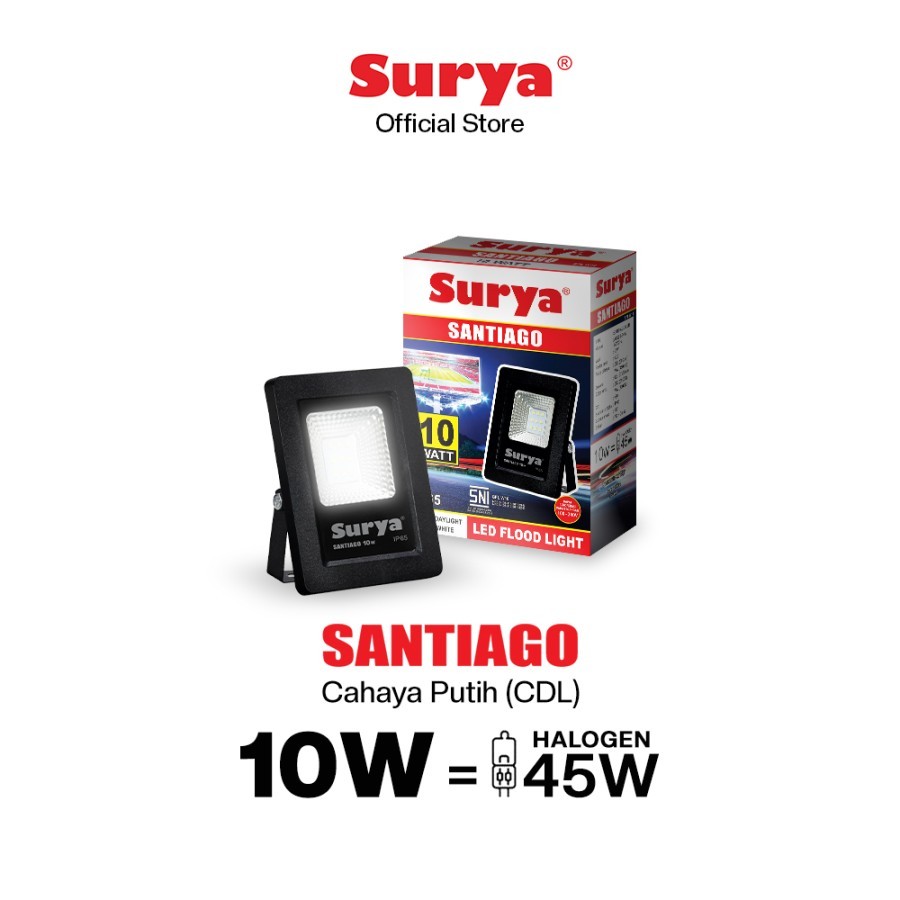 Jual Surya Lampu Sorot LED Flood Light Santiago 10 watt CDL Cahaya Putih Shopee Indonesia