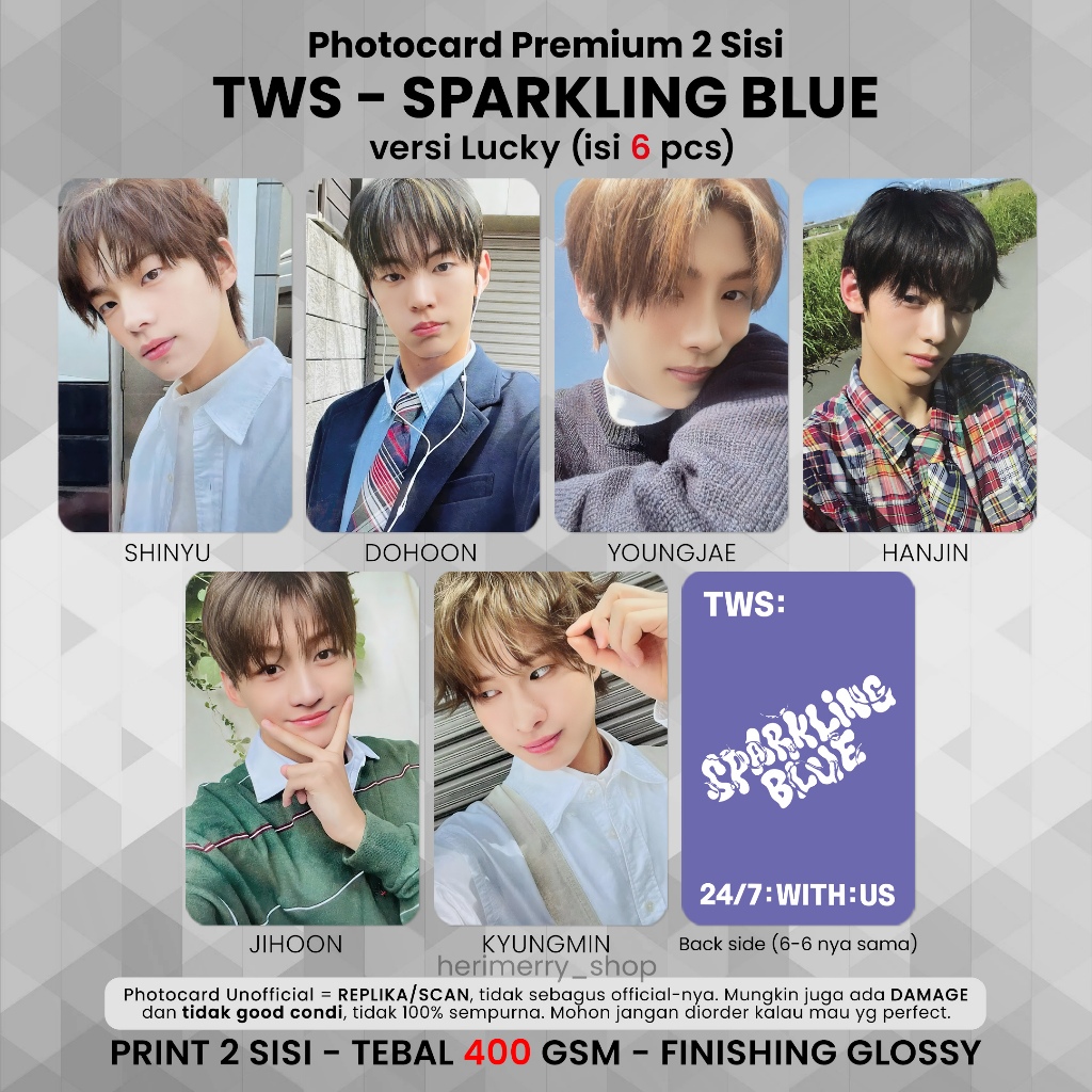 Jual (ISI 6 PCS) Photocard TWS SPARKLING BLUE - PC Premium 2 Sisi