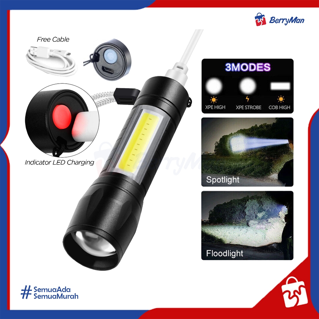 Jual Senter SWAT LED Mini SX-U3 Cahaya Putih Rechargeable | Shopee ...