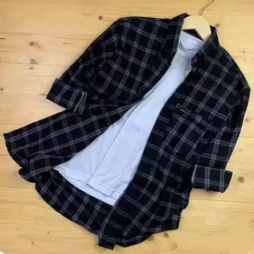 Kemeja Flanel Pria Wanita Lengan Panjang Kemeja Motif Kotak Hem Pria Kasual